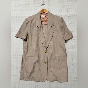 Womens Vintage Two Button Padded Shoulder Blazer  Nude Size Large Made In Korea